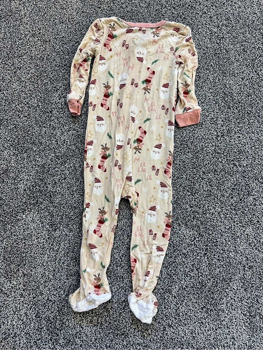 milkberry Santa and Reindeer Christmas Footed Pajama Sleeper Baby 12M - Picture 2 of 5